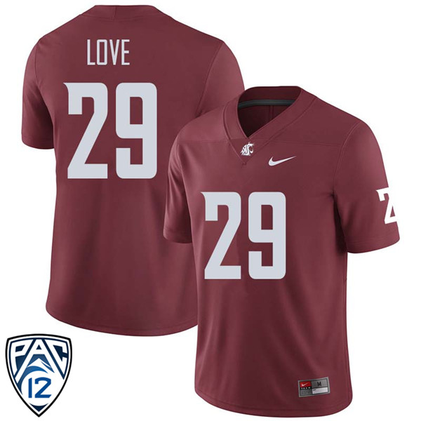 Men #29 Isaiah Love Washington State Cougars College Football Jerseys Sale-Crimson